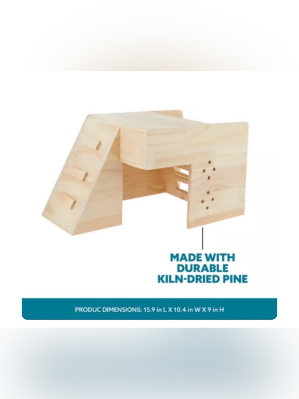 Full Cheeks Small Pet Pinewood Corner Hideaway & Hay holder